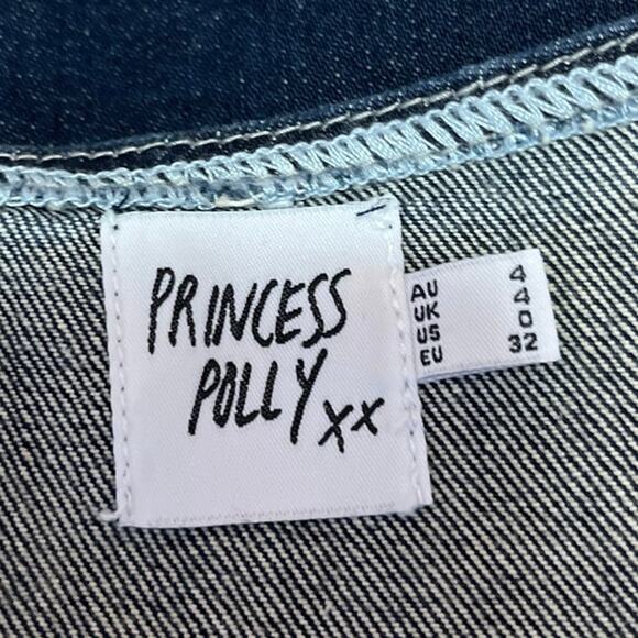 Princess Polly Sleeveless Button Cami Camisole Denim Jeans Crop Vest Tank Top 0 - Picture 4 of 5